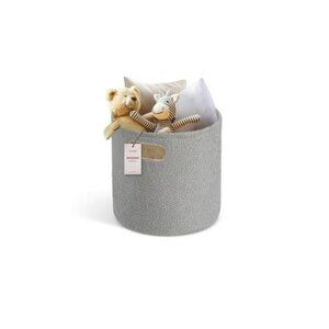 Round storage basket for toys clothes nursery hamper soft fabric kids room bin